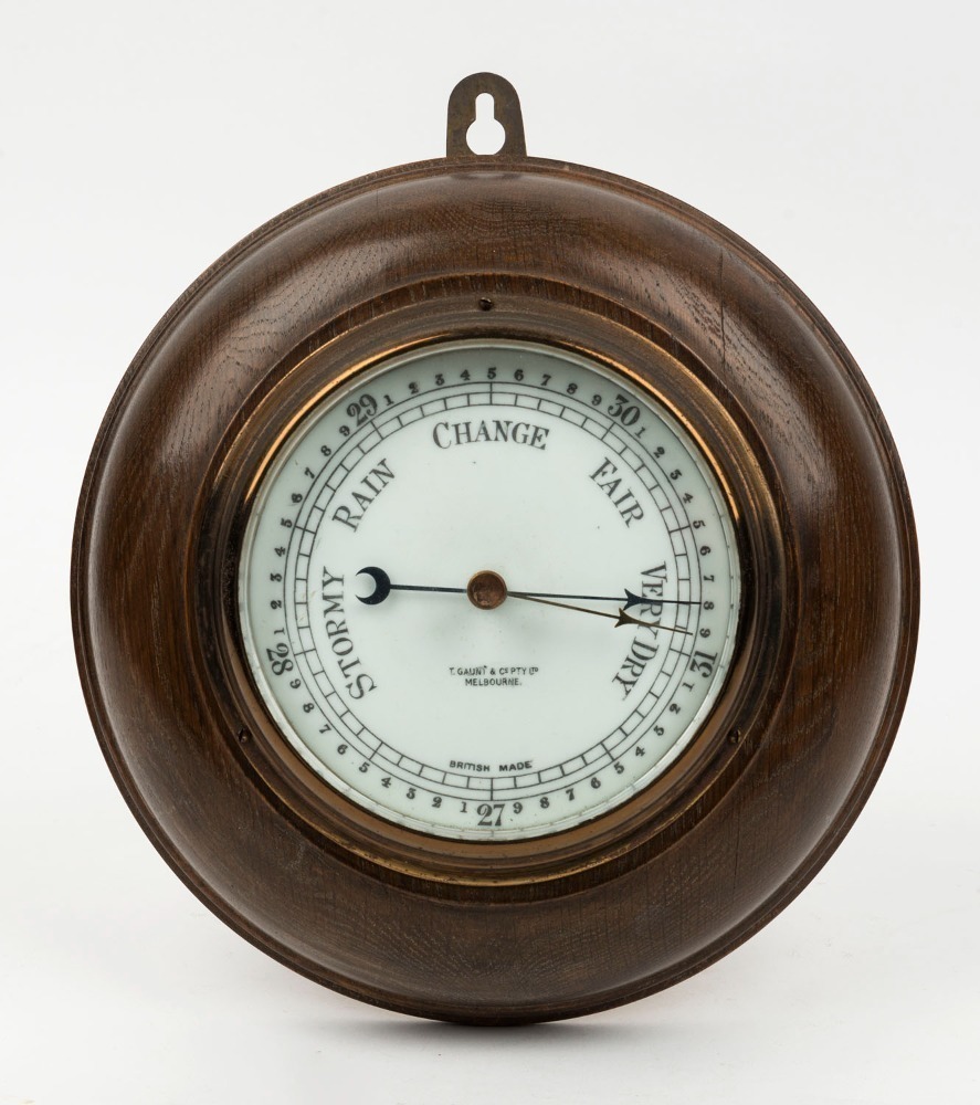 T. GAUNT & CO. Melbourne, antique aneroid wall barometer, British ...