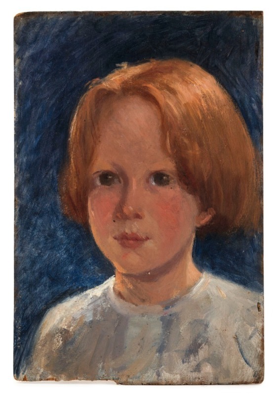 EMANUEL PHILLIPS FOX (attributed), (1865-1915), portrait of a young girl, oil on panel, 23.5 x 15.7cm. Provenance: Private Collection Melbourne. Compare: Leonard Joel Art Auction 28th November 2017, lot 53, Young girl portrait, 34 x 25.5cm. 