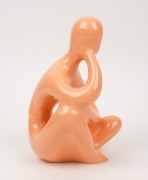 ELLIS "Thinker" statue glazed in peach, ​​​​​ 25cm high