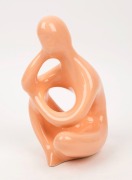 ELLIS "Thinker" statue glazed in peach, ​​​​​ 25cm high - 2