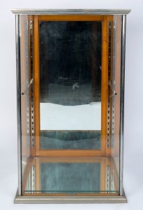 An antique nickel bound display cabinet, late 19th century, 107cm high, 61cm wide, 59cm deep