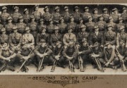 "GEELONG CADET CAMP, QUEENSCLIFF, 1934" panoramic group photograph in original frame with caption, ​​​​​​​21 x 59cm overall - 2