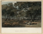 NICHOLAS CHEVALIER (1828-1902), I.) Sandridge, Victoria, II.) Mount Arapiles, III.) Mallee Scrub, Victoria, coloured engravings, 14 x 19cm each, 32 x 36cm each overall - 4