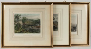 JAMES CHARLES ARMYTAGE (1820-1897), I.) A Chinese Garden In Victoria, II.) Post Office, Melbourne, III.) Mount Laura, Camperdown, coloured engravings, approximately 16 x 19cm each, 32 x 36cm each overall