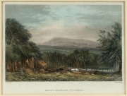 JOHN SKINNER PROUT (1805-1876), I.) On The Goulburn, Victoria, II.) Mount Macedon, Victoria, III.) Port Phillip Heads, IV.) Australian Shepherds Hut, coloured engravings, ​​​​​​​15 x 19cm each, 32 x 36cm each overall - 2