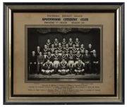 "FOOTSCRAY DISTRICT LEAGUE, SPOTSWOOD CITIZENS' CLUB, PREMIER C GRADE, SEASON 19041" framed team photograph with caption on card mount, 29 x 33cm overall