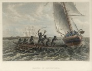 I.) An Explorer's Camp, II.) Natives Of Carpentaria, two frame coloured engravings, ​​​​​​​18 x 23cm each overall - 2