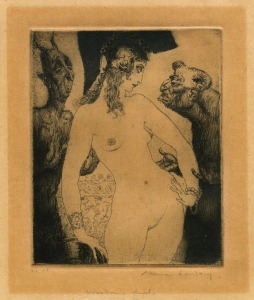 NORMAN ALFRED WILLIAM LINDSAY (1879 - 1969), Wisdom's Devils, etching, 1932, numbered 13 (from an edition of 30), titled and fully signed in the lower margin, 12.6 x 10.1cm. See: Bloomfield, Lin. "The Complete Etchings of Norman Lindsay" Odana Editions, 