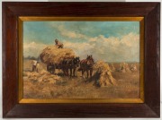 ARTIST UNKNOWN, untitled farming scene, oil on canvas, lower left (illegible), 40 x 60cm, 57 x 77cm overall - 2