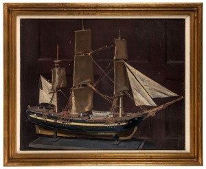 HARLEY GRIFFITHS (1878-1951), Model Ship, Endeavour, oil on canvas, laid down on board, in Thallon frame, label verso, ​​​​​​​56 x 71cm, 69 x 85cm overall