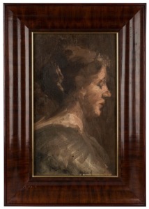 EMANUEL PHILLIPS FOX (attributed), (1865-1915), (double-sided portrait of a woman), oil on cedar panel 40 x 23cm, 55 x 38.5cm overall. Provenance: Private Collection Melbourne.