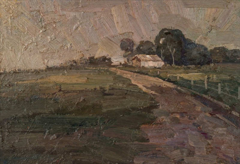 EMANUEL PHILLIPS FOX (attributed), (1865-1915), Eaglemont, oil on panel, titled lower left, 23.5 x 15.7cm, 37 x 46cm overall. Provenance: Private Collection Melbourne. This painting may possibly be a work referenced in Ruth Zubans Catalogue Raisonne "E. P