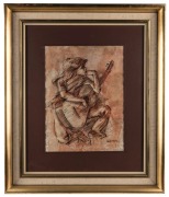 LOUIS KAHAN (1905-2002), (the guitar player), ink and wash on paper, ​​​​​​​signed lower right, 35 x 26cm, 62 x 52cm overall - 2