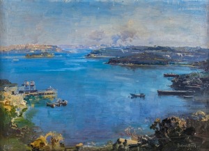 THEODORE PENLEIGH BOYD (1880-1923), Manly, oil on canvas, signed lower right "Penleigh Boyd, '22", with inventory catalogue No. 1 verso, 40 x 56cm, 50 x 66cm overall