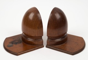 A pair of antique Australian blackwood bookends, one mounted with silver Tasmanian map, circa 1900, ​​​​​​​14cm high