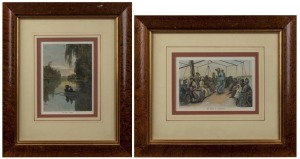 FREDERIC B. SCHELL (1838 - 1902), "On the Yarra" and "En Route to Sorrento", two hand-coloured steel engravings, framed, 34 x 39cm and 40 x 33cm. (2).