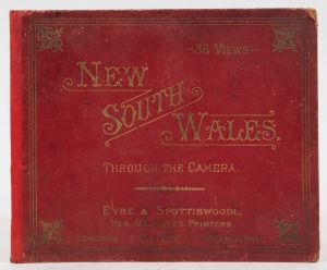 NEW SOUTH WALES THROUGH THE CAMERA, printed by Eyre & Spottiswoode Her Majesty's Printers [Lon. Syd. Melb. 1897], with 36 photographic views bound in original red cloth boards with embossed gilt lettering