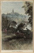 Two antique coloured engravings of Melbourne, the larger 47 x 37cm overall - 2