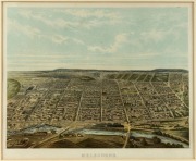 Two antique coloured engravings of Melbourne, the larger 47 x 37cm overall - 3