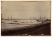 NEW ZEALAND INTEREST including two albumen port scene photographs by W. Ferrier titled "Port Lyttelton" and "The Harbour, Timaru, New Zealand, From the North Road", real photo postcard titled "A Merry Old Rangatira, Wanganui." and "City of Wellington, N. - 2