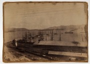 NEW ZEALAND INTEREST including two albumen port scene photographs by W. Ferrier titled "Port Lyttelton" and "The Harbour, Timaru, New Zealand, From the North Road", real photo postcard titled "A Merry Old Rangatira, Wanganui." and "City of Wellington, N. - 3