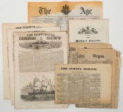 NEWSPAPERS, a small quantity including HOBART TOWN GAZETTE, (9 ITEMS)