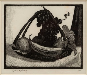 LIONEL ARTHUR LINDSAY (1874 - 1961) The Fruit Basket, woodcut, 1936, signed in the plate and in pencil in the lower margin, from an edition of 100, 10.5 x 13cm image size.