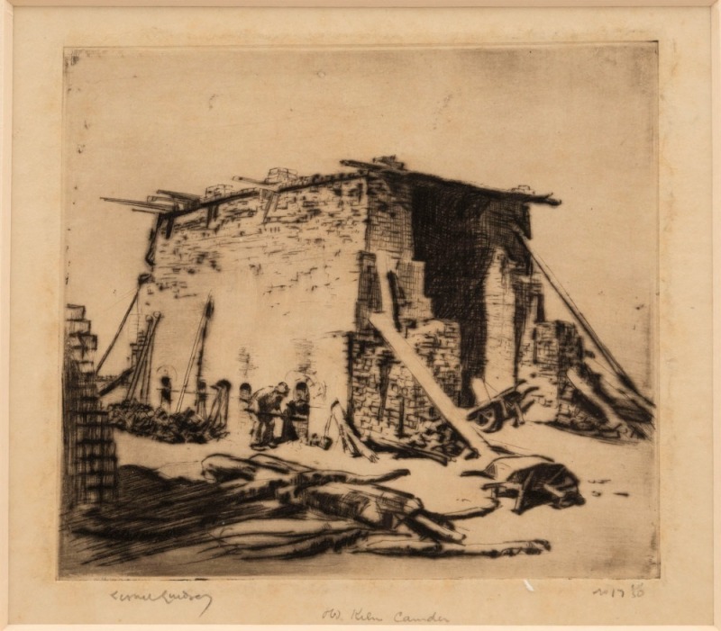 LIONEL ARTHUR LINDSAY (1874 - 1961), Old Kiln, Camden drypoint etching, 1925 signed, editioned 17/50, and titled in the lower margin, 12 x 13cm image.