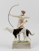 GOLDSCHEIDER Austrian porcelain statue of The Huntress, signed "Latour", black factory mark "Goldscheider, Wien", 51.5cm high - 2