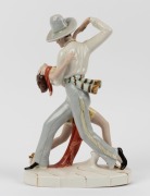 ROYAL DUX Czechoslovakian porcelain statue of the dancers, green triangle mark to base, impressed "Made in Czechoslovakia", 37cm high - 2