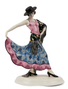 ROYAL DUX Czechoslovakian porcelain statue of the flamenco dancer, blue factory mark to base 39cm high