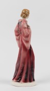 GOLDSCHEIDER (attributed) Art Deco porcelain statue of a lady in a pink evening gown, 31cm high - 2