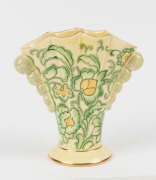 TUSCAN DECORO POTTERY English Art Deco green porcelain vase, green factory mark to base, 21cm high - 2