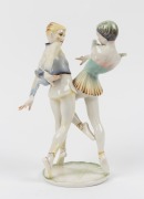 HUTSCHENREUTHER&nbsp;German Art Deco porcelain figure group of the ballet dancers, green factory mark to base with original paper label, 25cm high - 2