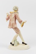 GOLDSCHEIDER Austrian Art Deco porcelain statue of a lady, signed "Lorenzl", black factory mark "Goldscheider, Wien, Made in Austria, Hand Decorated", 37cm high - 2