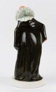 GOLDSCHEIDER Austrian Art Deco porcelain statue of a lady in a black cape with orange cap, black factory mark "Goldscheider", 45cm high - 2