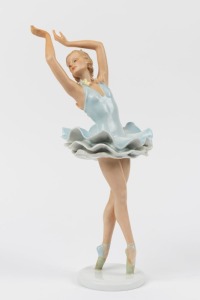 "LILIAN HARVEY AS FANNY ELSSLER" HUTSCHENREUTHER German Art Deco porcelain statue, green factory mark to base, 31.5cm high