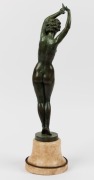 JOSEF LORENZL (Austria, 1892-1950) Art Deco bronze statue of a standing female nude on marble base, signed "Lorenzl", 56cm high overall - 2