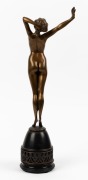 JOSEF LORENZL (Austria, 1892-1950) "AWAKENING" Art Deco bronze statue on base, signed "Lorenzl", 50.5cm high overall - 2