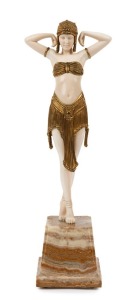 DEMETRE CHIPARUS (1886-1947) dancing figure, carved ivory and gilt bronze on onyx base, circa 1930, signed "D. H. Chiparus", 41cm high overall