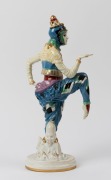 ROSENTHAL German Art Deco porcelain statue of a dancing lady in harlequin costume, signed "C. Holzer-Defanti", green factory mark to base, 41cm high - 2