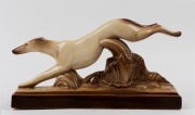 A Continental Art Deco statue of a greyhound, 24cm high, 46cm long - 2