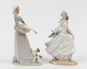 LLADRO two Spanish porcelain statues, blue factory mark to bases, 25 and 27cm high