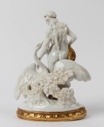 SITZENDORF&nbsp;Leda and The Swan German porcelain figure group with gilded decoration, green factory mark to base, 22cm high - 2