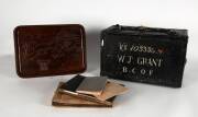 Japanese Occupation collection of items belonging to William John Grant, BCOF, secretary under General McArthur's office in post WW2 Japan. Includes 2 albums of photographs some with captions; Japanese domestic items; trays, shoes, shawls (2), plates & di - 2