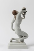HEREND&nbsp;Hungarian porcelain statue of a female nude with asp, blue factory mark to base, 24.5cm high - 2