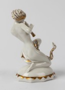 HUTSCHENREUTHER German white porcelain snake charmer statue with gilded highlights, green factory mark to base, impressed "K. Tutter", 14cm high - 2
