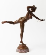 ALEXANDRE FALGUIERE (1831-1900) "Diane Chasseresse" cast bronze female nude statue on rouge marble base, signed "Falguiere", ​​​​​​​43cm high overall - 2