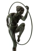 A Continental Art Deco bronze female nude figural lamp with black and white marble shade and base, circa 1920s, 50cm high overall - 4