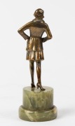 JOSEF LORENZL (1892-1950), "The New Suit", rare miniature bronze female statue on green onyx base, ​​​​​​​signed on the plinth "Wien", 14.5cm high - 2